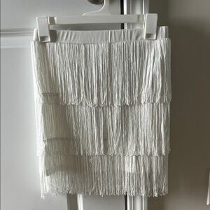 Elegant White Fringe Skirt